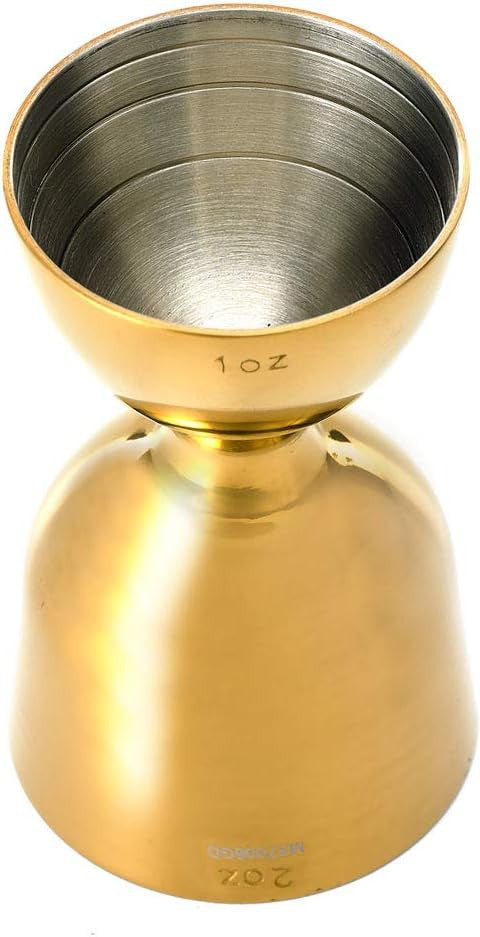 Barfly - 1 x 2 Oz Gold Plated Heavy-Duty Straight Rim Bell Jigger - M37006GD