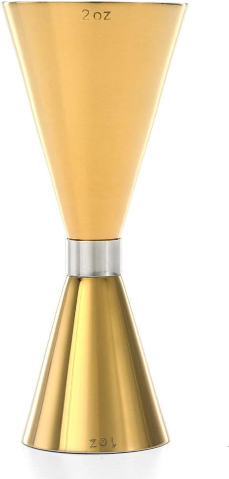 Barfly - 1 x 2 Oz Gold Plated Slim Style Jigger with Stainless Band - M37090GD