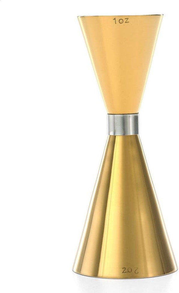 Barfly - 1 x 2 Oz Gold Plated Slim Style Jigger with Stainless Band - M37090GD