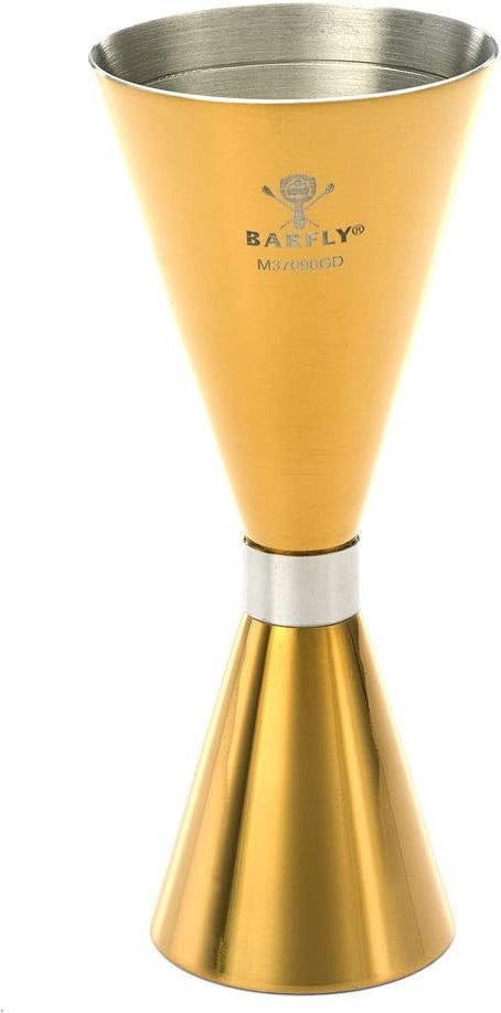 Barfly - 1 x 2 Oz Gold Plated Slim Style Jigger with Stainless Band - M37090GD