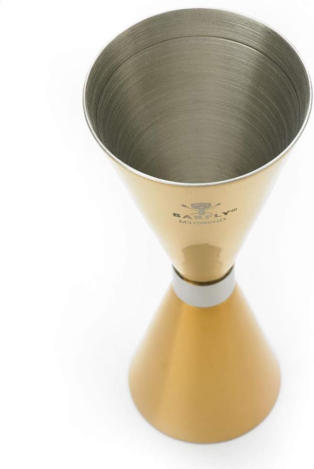 Barfly - 1 x 2 Oz Gold Plated Slim Style Jigger with Stainless Band - M37090GD