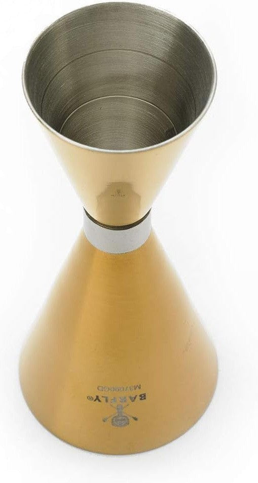 Barfly - 1 x 2 Oz Gold Plated Slim Style Jigger with Stainless Band - M37090GD