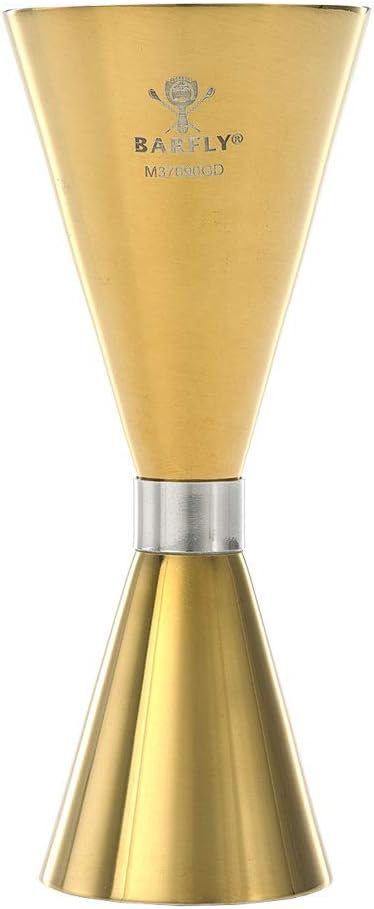 Barfly - 1 x 2 Oz Gold Plated Slim Style Jigger with Stainless Band - M37090GD