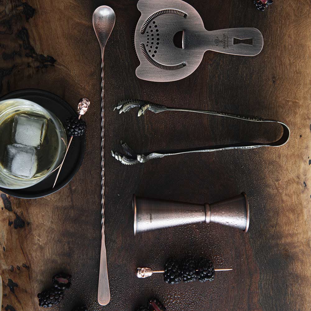 Barfly - 11.8" Antique Copper Plated Bar Spoon With Muddler - M37018ACP