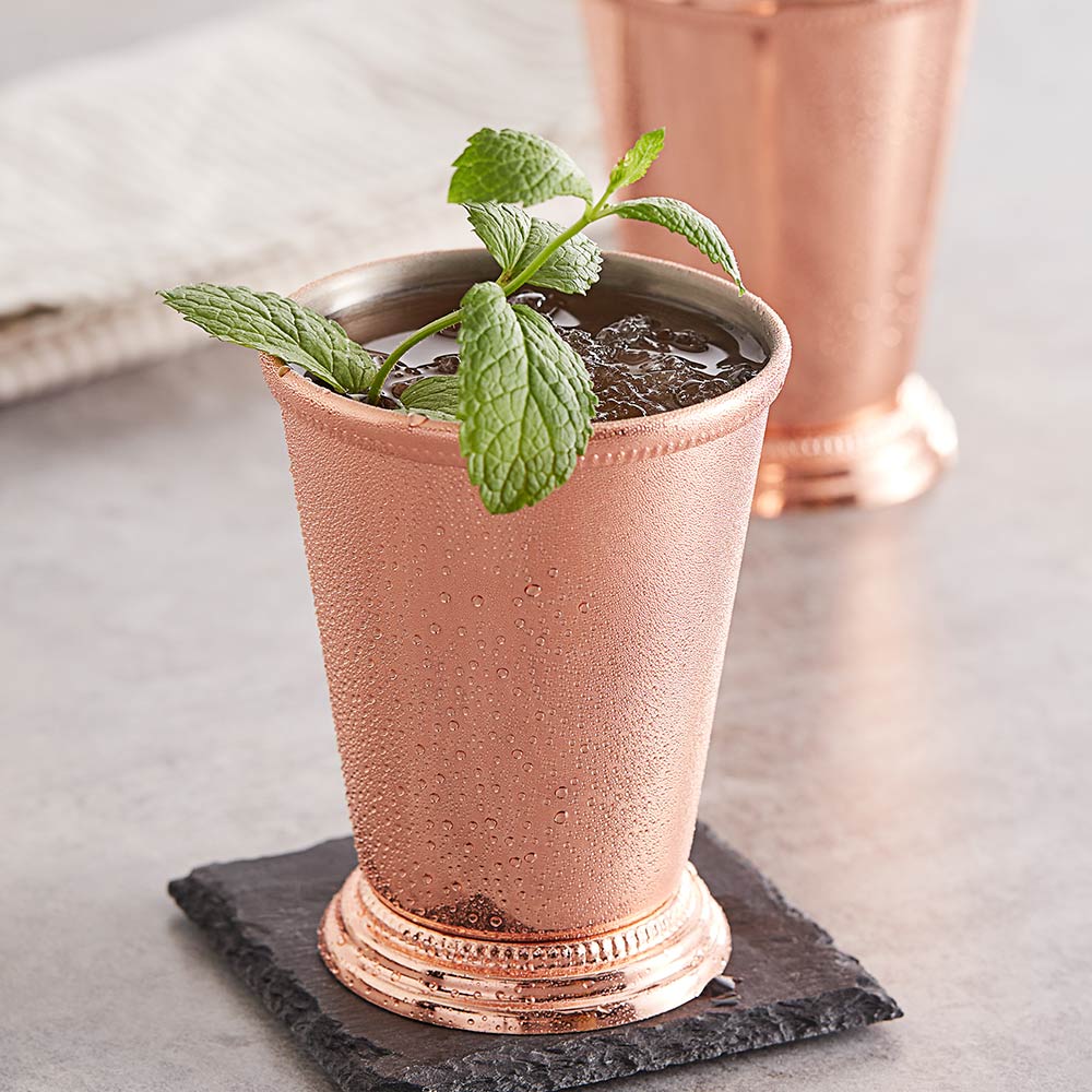 Barfly - 12 Oz Copper Plated Julep Cup with Beaded Trim - M37032CP