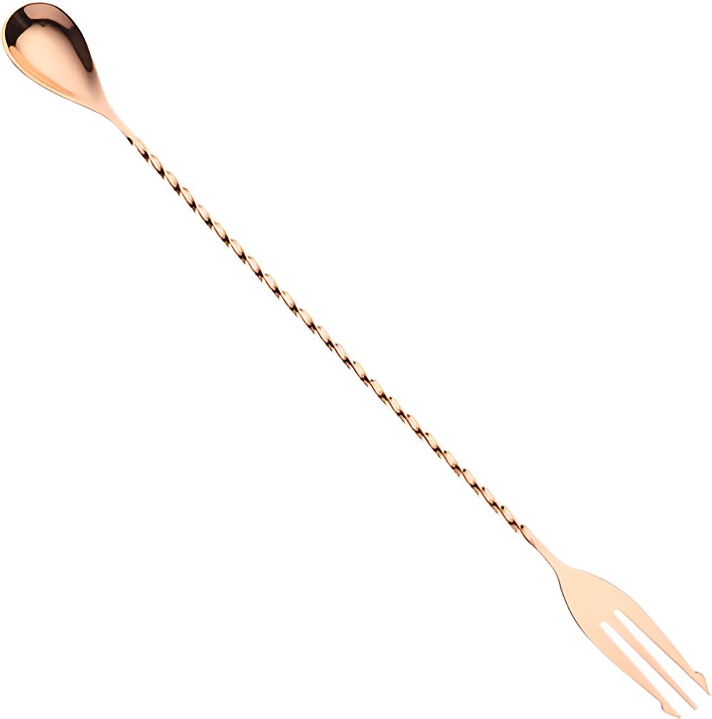 Barfly - 12.37" Copper Plated Bar Spoon with Fork End - M37015CP