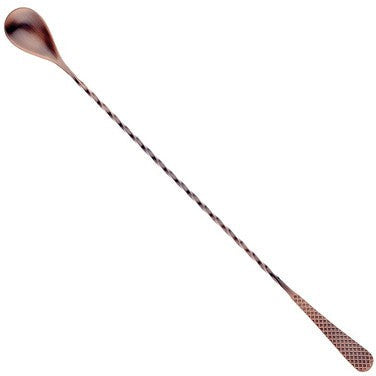 Barfly - 13.1" Antique Copper Diamond Lattice Japanese Bar Spoon - M37204ACP
