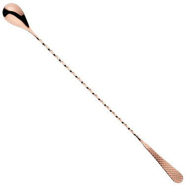 Barfly - 13.1" Copper Plated Diamond Lattice Japanese Bar Spoon - M37204CP