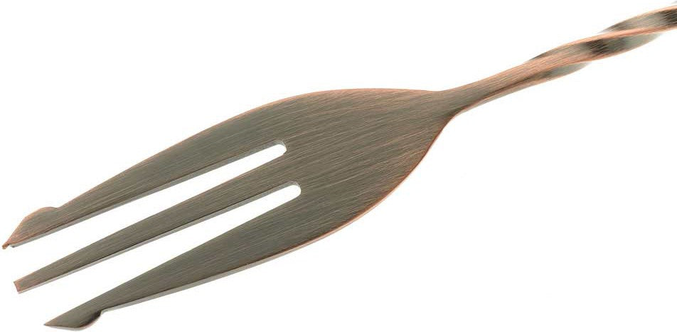 Barfly - 15.75" Antique Copper-Plated Finish Stainless Steel Bar Spoon with Fork End - M37016ACP