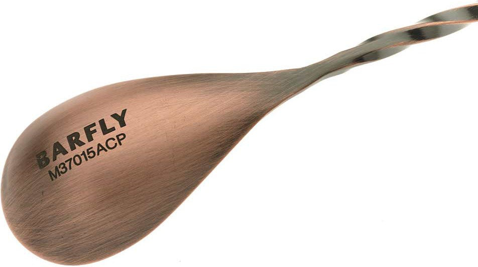 Barfly - 15.75" Antique Copper-Plated Finish Stainless Steel Bar Spoon with Fork End - M37016ACP