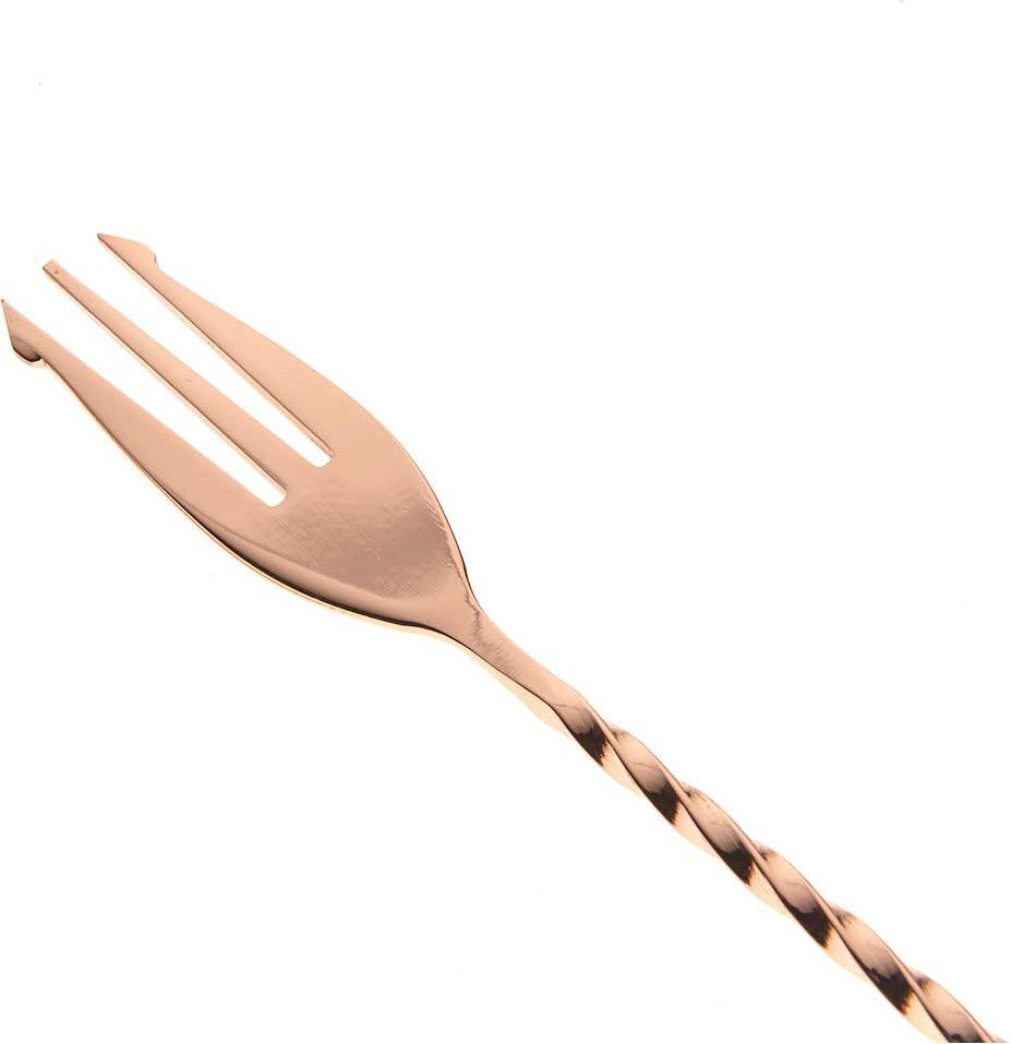 Barfly - 15.75" Copper Plated Bar Spoon with Fork End Pack of 12 - M37016CP