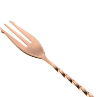Barfly - 15.75" Copper Plated Bar Spoon with Fork End Pack of 12 - M37016CP