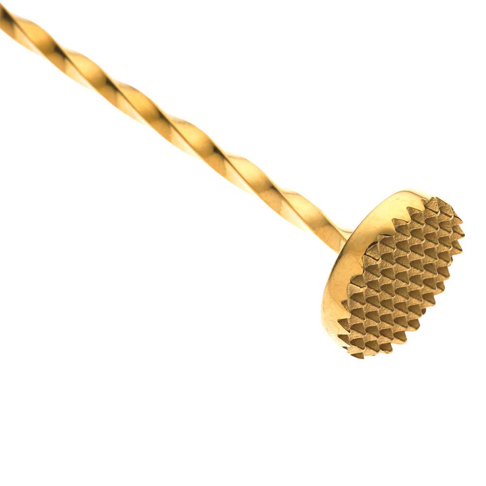 Barfly - 15.75" Gold Plated Bar Spoon With Muddler - M37019GD