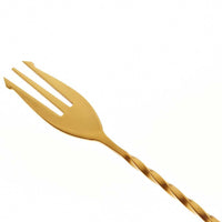 Barfly - 15.75" Gold Plated Bar Spoon with Fork End - M37016GD