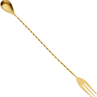 Barfly - 15.75" Gold Plated Bar Spoon with Fork End - M37016GD
