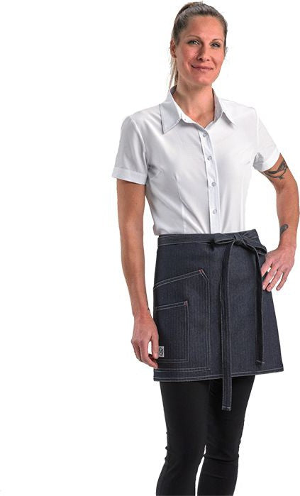Barfly - 15.75" x 28.25" Metro Edge Stellar Indigo Cotton Denim Waist Apron with 2 Pockets - M63202DEN