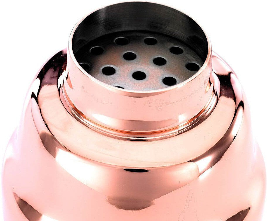 Barfly - 17 Oz Stainless Steel Copper-Plated Heavy Weight 3-Piece Cobbler Cocktail Shaker - M37038CP