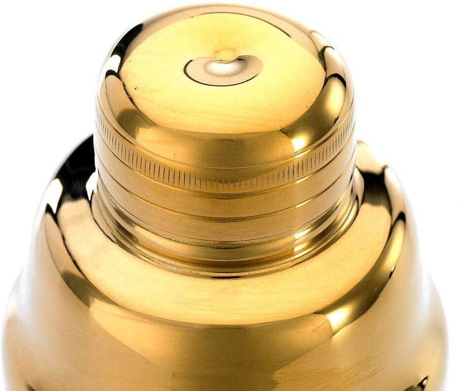 Barfly - 17 Oz Stainless Steel Gold-Plated Heavy Weight 3-Piece Cobbler Cocktail Shaker - M37038GD