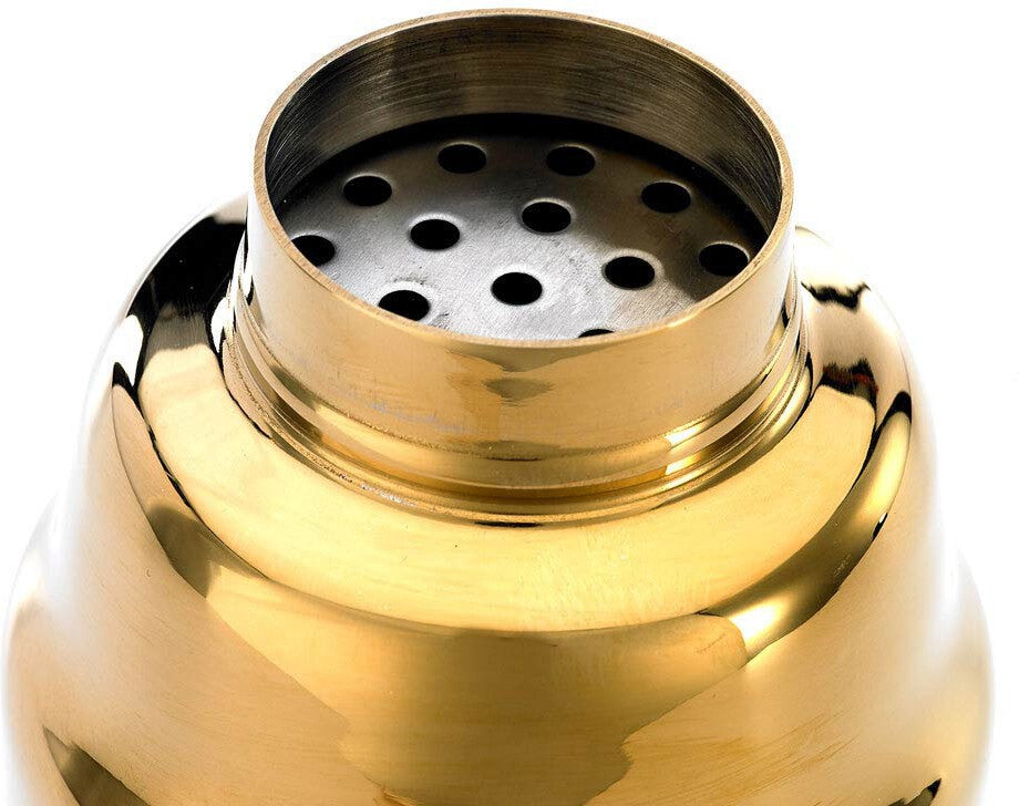 Barfly - 17 Oz Stainless Steel Gold-Plated Heavy Weight 3-Piece Cobbler Cocktail Shaker - M37038GD