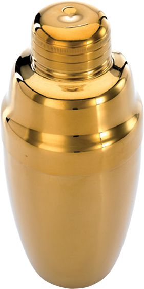 Barfly - 17 Oz Stainless Steel Gold-Plated Heavy Weight 3-Piece Cobbler Cocktail Shaker - M37038GD