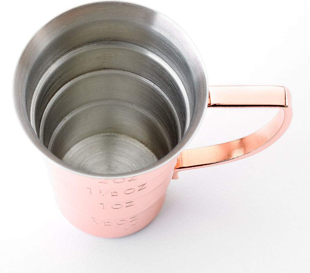 Barfly - 2 Oz Copper Plated Stepped Jigger with Handle - M37108CP
