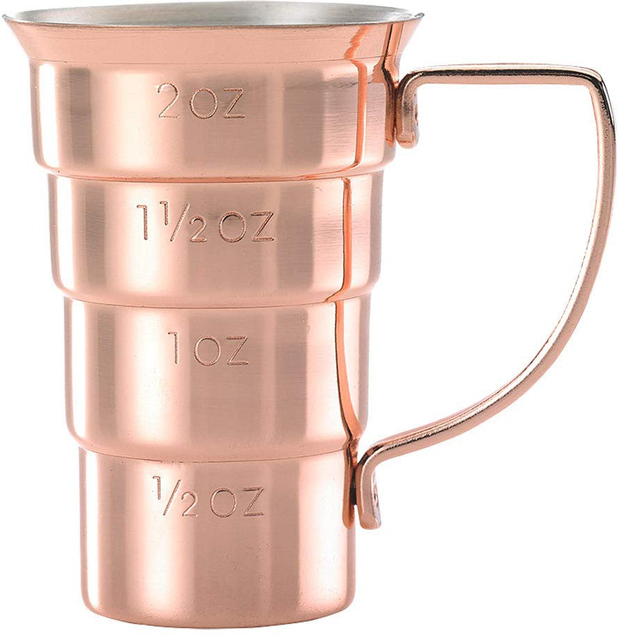 Barfly - 2 Oz Copper Plated Stepped Jigger with Handle - M37108CP