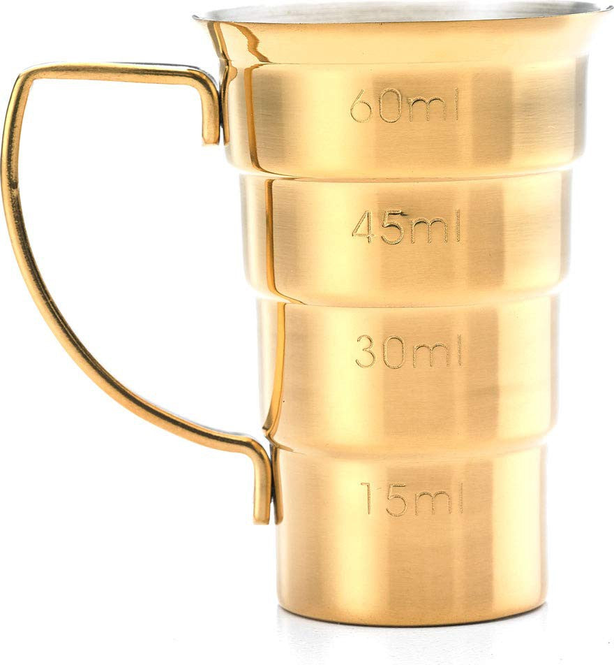 Barfly - 2 Oz Gold Plated Stepped Jigger with Handle - M37108GD