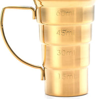 Barfly - 2 Oz Gold Plated Stepped Jigger with Handle - M37108GD