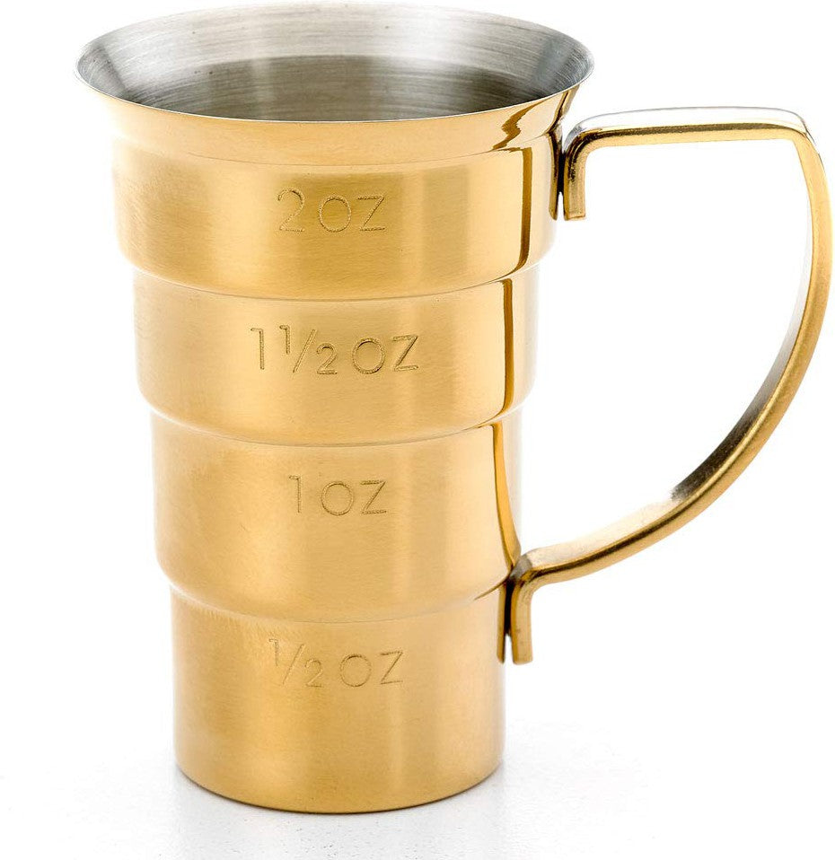 Barfly - 2 Oz Gold Plated Stepped Jigger with Handle - M37108GD
