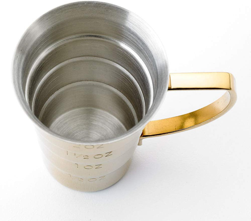 Barfly - 2 Oz Gold Plated Stepped Jigger with Handle - M37108GD