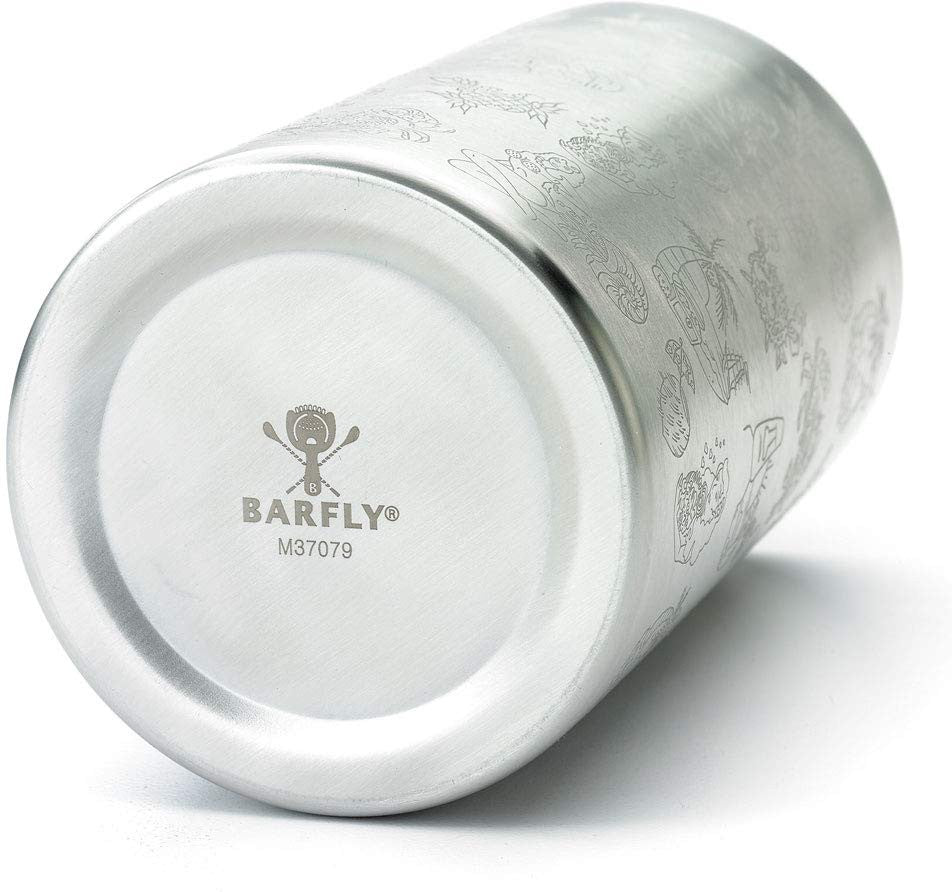 Barfly - 21 Oz Stainless Steel Tiki Design Double Wall Mixing Tin - M37079