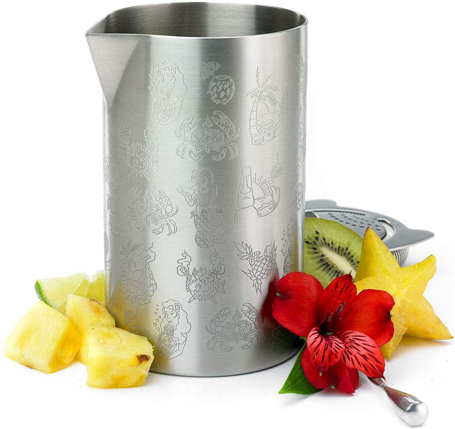 Barfly - 21 Oz Stainless Steel Tiki Design Double Wall Mixing Tin - M37079