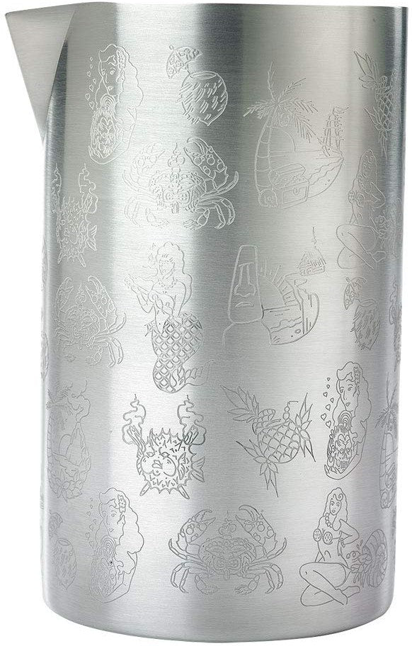 Barfly - 21 Oz Stainless Steel Tiki Design Double Wall Mixing Tin - M37079