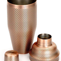 Barfly - 24 Oz Antique Copper Japanese Style Diamond Lattice Cocktail Shaker, Pack Of 3 - M37205ACP