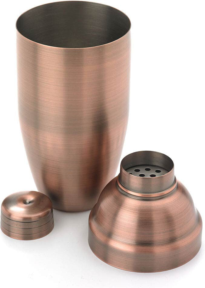Barfly - 24 Oz Stainless Steel Antique Copper Plated 3-Piece Japanese Cocktail Shaker - M37039ACP
