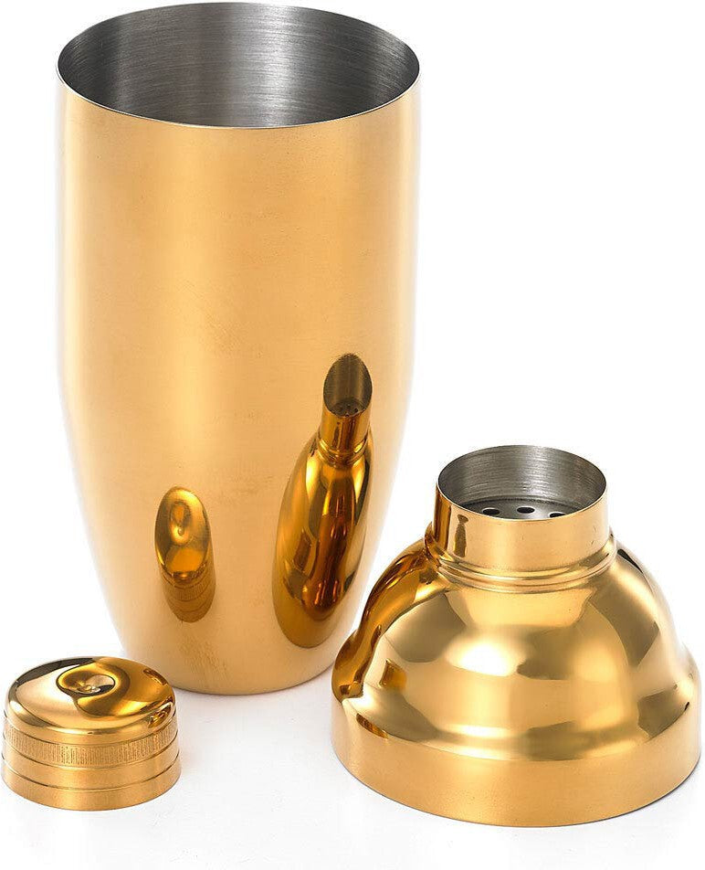 Barfly - 24 Oz Stainless Steel Gold-Plated 3-Piece Japanese Cocktail Shaker - M37039GD