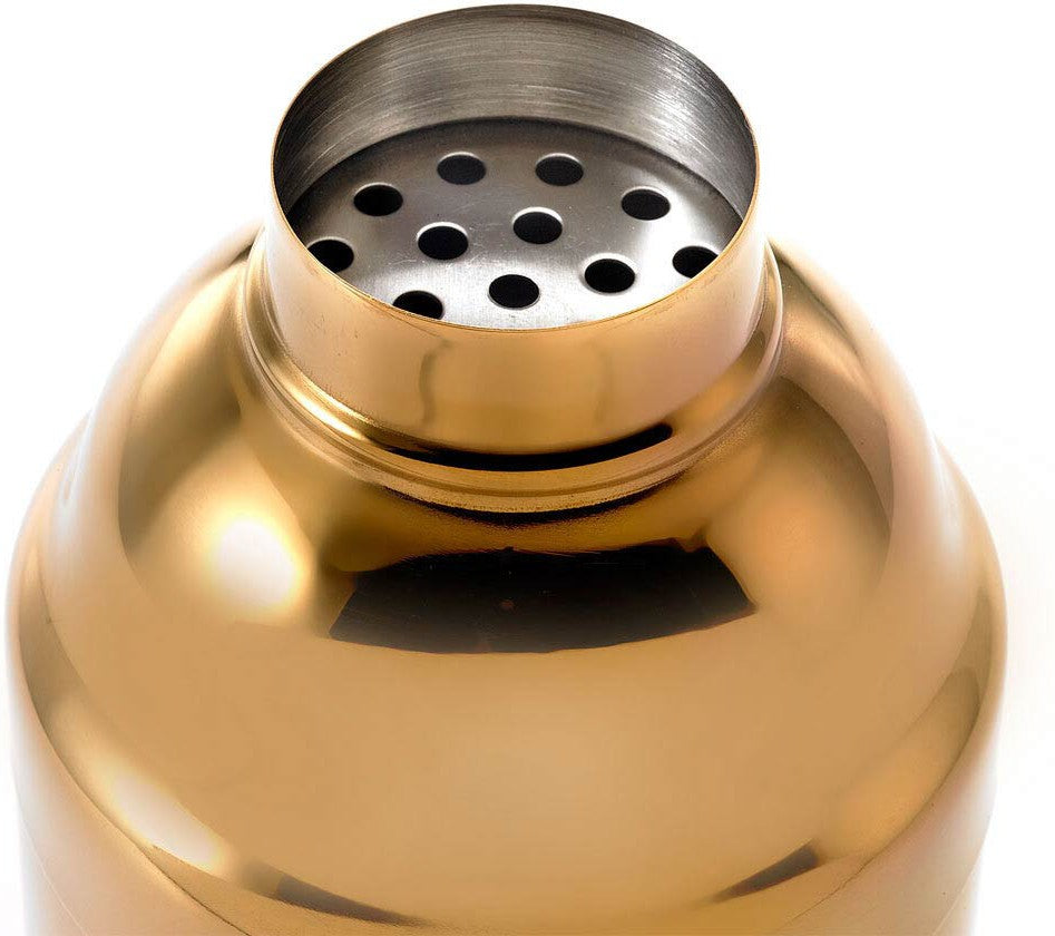 Barfly - 24 Oz Stainless Steel Gold-Plated 3-Piece Japanese Cocktail Shaker - M37039GD