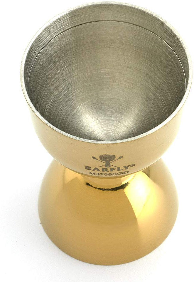 Barfly - 25 ml x 50 ml Gold Plated Heavy-Duty Straight Rim Bell Jigger - M37098GD