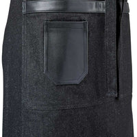 Barfly - 25.5" x 30.5" Metro Edge Wyatt Black Cotton Denim Bistro Apron with Black Leather Details - M63204BKD