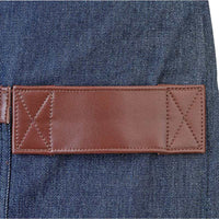 Barfly - 25.5" x 30.5" Metro Edge Wyatt Indigo Draper Denim Bistro Apron with Brown Leather Details - M63204DEN
