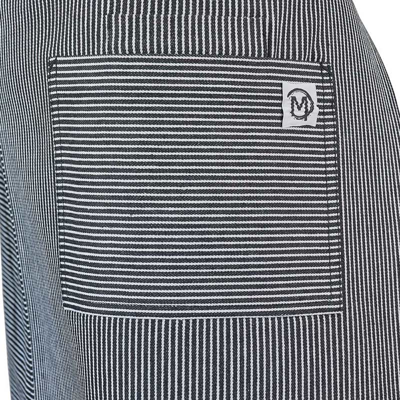 Barfly - 25.5 x 31" Metro Edge Rogue Navy & White Railroad Stripe 80/20 Cotton/Poly Bistro Apron with 3 Pockets - M63207RSD