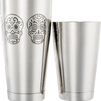 Barfly - 28 Oz & 18 Oz Stainless Steel Silver Skull 2-Piece Cocktail Shaker - M37009SKU