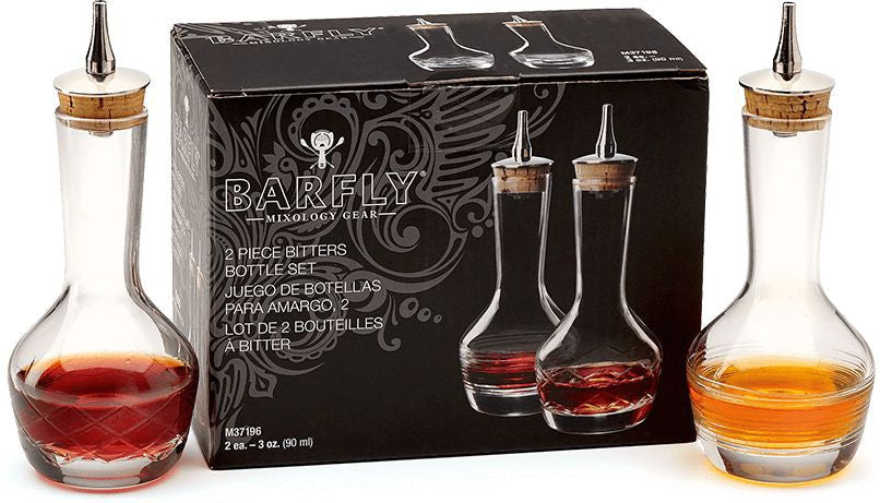 Barfly - 3 Oz Contemporary Design Glass Bitters Bottle, Pack of 2 - M37196