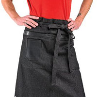 Barfly - 30.5" x 25.25" Metro Edge Renegade Black Cotton Canvas Bib Apron - M63208BDBK