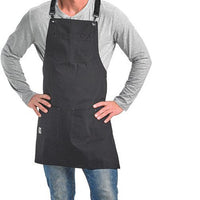 Barfly - 30.5" x 25.25" Metro Edge Renegade Black Cotton Canvas Bib Apron - M63208BDBK