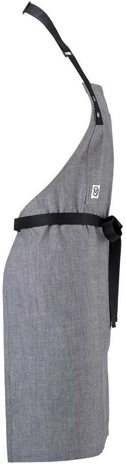 Barfly - 32" x 29.25" Metro Edge Odin Gray Chambray Bib Apron with Adjustable Neck - M63205GRY