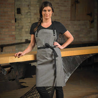 Barfly - 32" x 29.25" Metro Edge Odin Gray Chambray Bib Apron with Adjustable Neck - M63205GRY