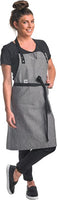 Barfly - 32" x 29.25" Metro Edge Odin Gray Chambray Bib Apron with Adjustable Neck - M63205GRY