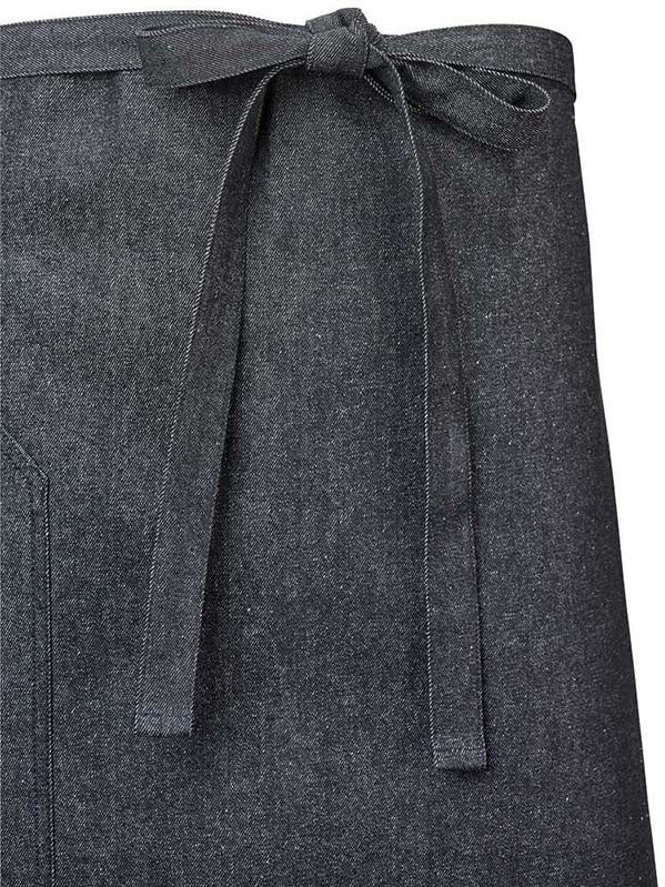 Barfly - 32.25" x 32" Metro Edge Talon Black Cotton Vintage Draper Denim Bistro Apron with 2 Pockets - M63201BKD