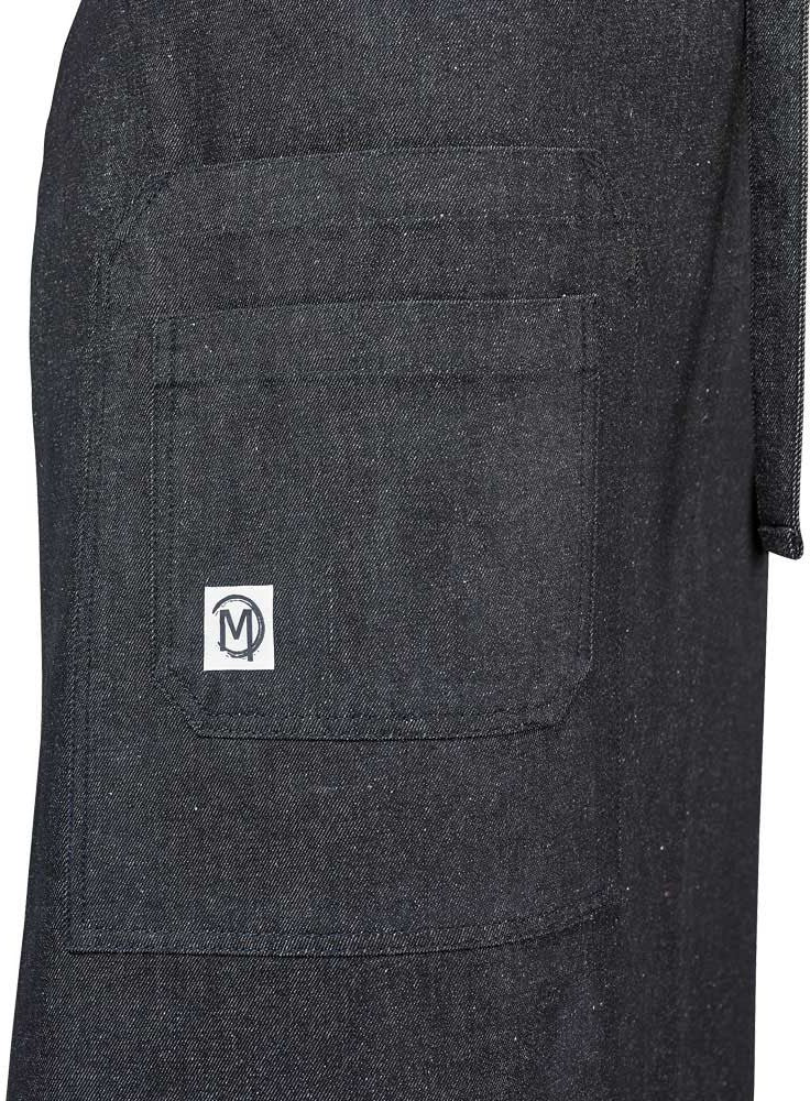 Barfly - 32.25" x 32" Metro Edge Talon Black Cotton Vintage Draper Denim Bistro Apron with 2 Pockets - M63201BKD